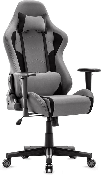 Ergonomischer Gaming Stuhl Stoff Racing Bürostuhl Grau