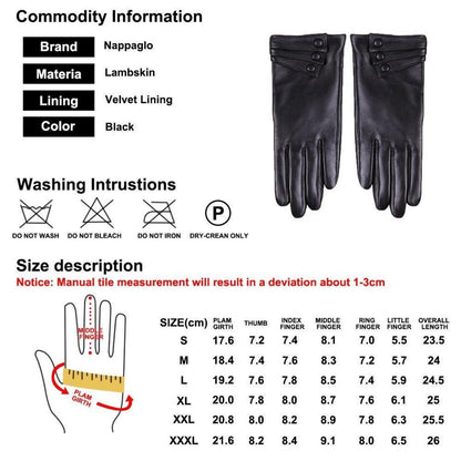 Damen Lederhandschuhe Touchscreen Lammfell warm Winter Schwarz