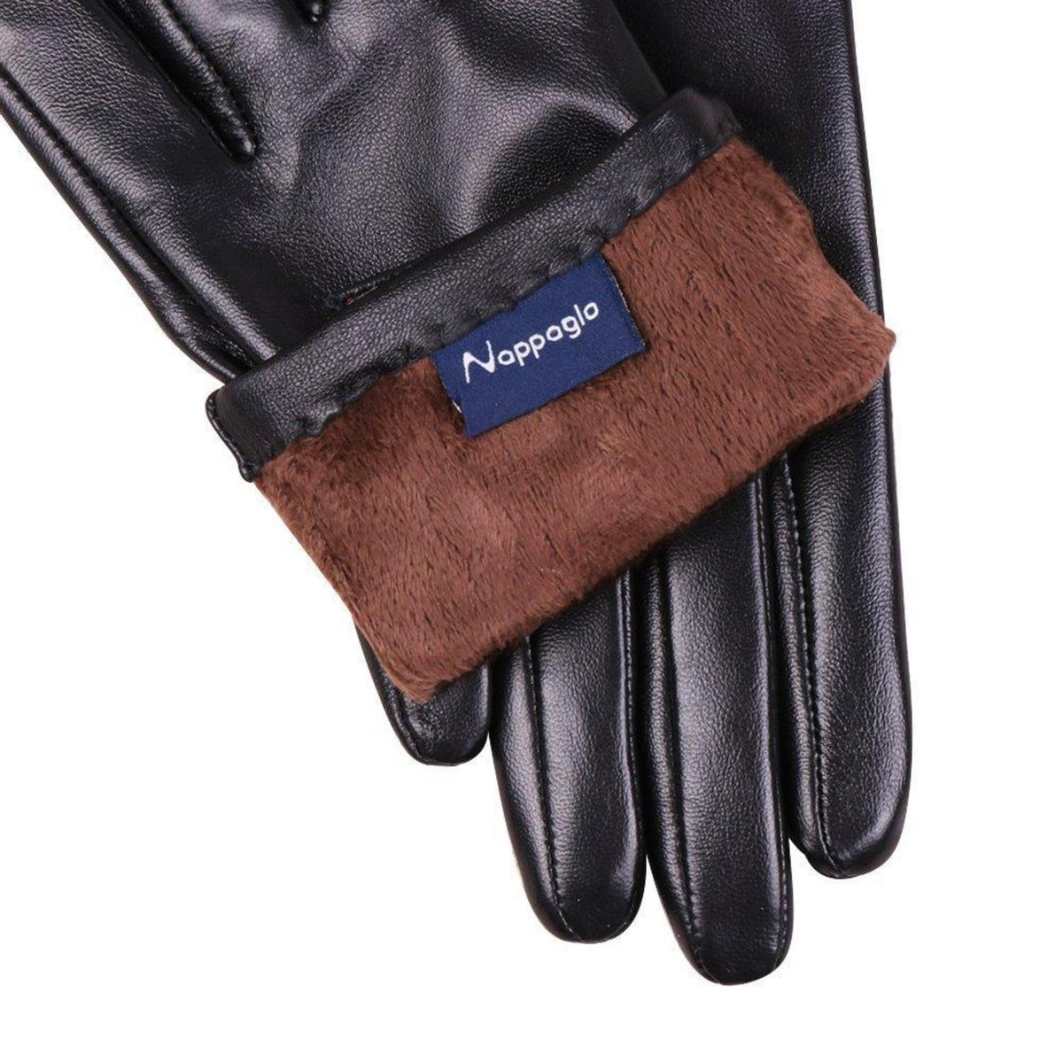 Damen Lederhandschuhe Touchscreen Lammfell Warm Schwarz S