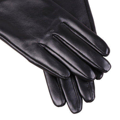 Damen Lederhandschuhe Touchscreen Lammfell Warm Schwarz S