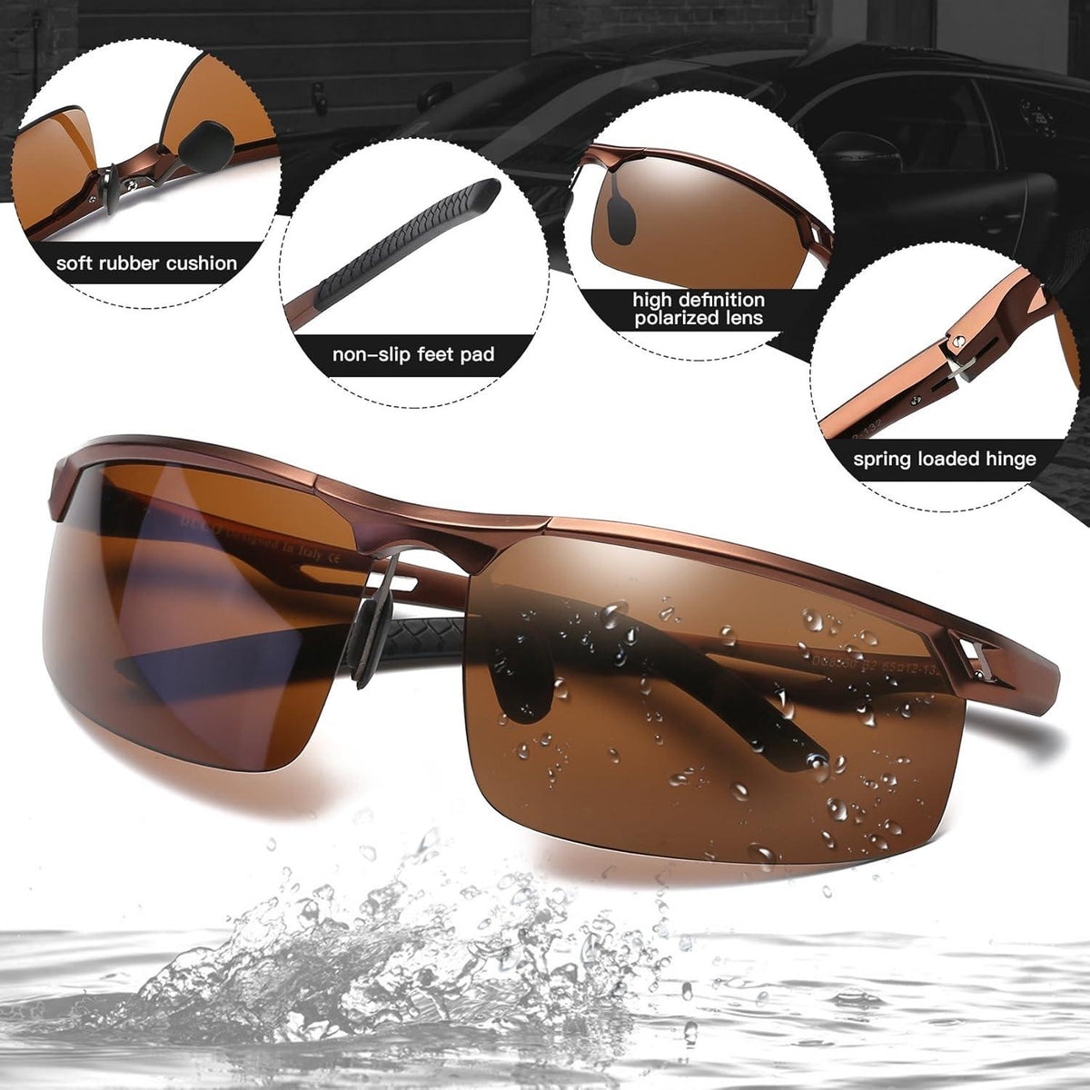 Herren Polarisierte Sportbrille Ultraleicht Al-Mg Metallrahmen