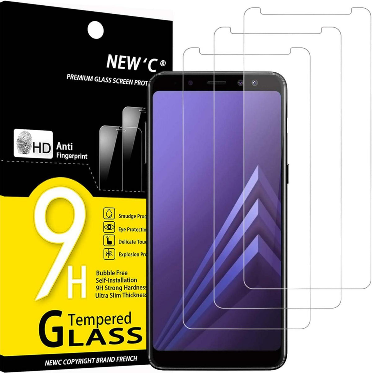 Panzer Schutz Glas Samsung Galaxy A8 2018 3er Set 9H Ultra-klar