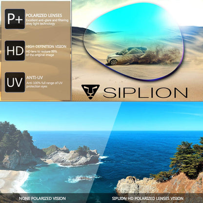 SIPLION Herren Sonnenbrille UV400 Polarisiert Leichte Rahmen CAT 3