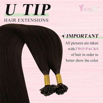 Echthaar Bonding Extensions Dunkelbraun 55cm