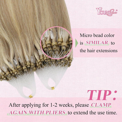 Microring Haarextensions Blond Highlights 50cm Echthaar
