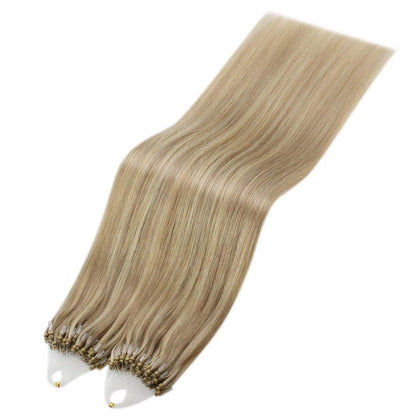 Microring Haarextensions Blond Highlights 50cm Echthaar