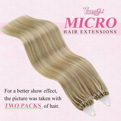 Blond Highlight Echthaar Extensions Micro Ring 55cm