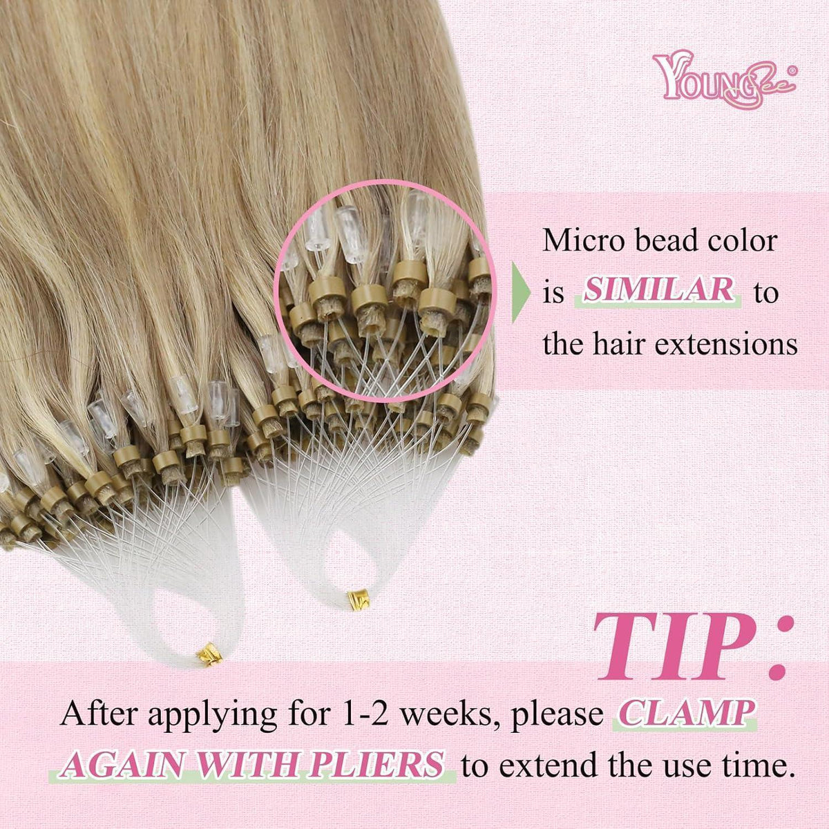 Blond Highlight Echthaar Extensions Micro Ring 55cm