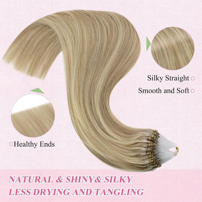 Blond Highlight Echthaar Extensions Micro Ring 55cm