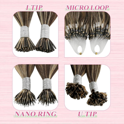 Echthaar Bondings Dunkelbraun 55cm - U Tip Extensions