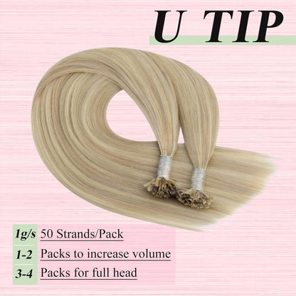 Echthaar Bondings Blond 50cm – 50g Keratin U Tip Extensions
