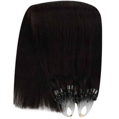 Echthaar Haarverlängerung Braun 55cm – Micro Ring Extensions
