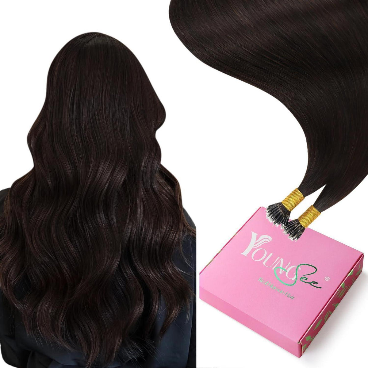 Echthaar Nanoring Extensions Braun 55cm – 50g