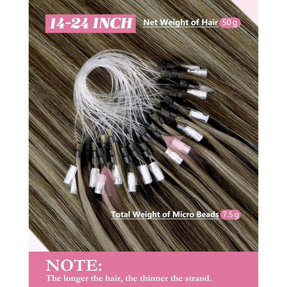 Dunkelbraune Micro Ring Haarverlängerung – Echthaar 55cm