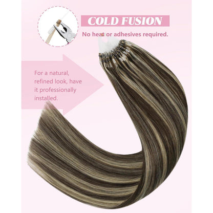 Dunkelbraune Micro Ring Haarverlängerung – Echthaar 55cm