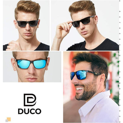 DUCO Herren Carbon Fiber Polarisierte Rechteck Sonnenbrille