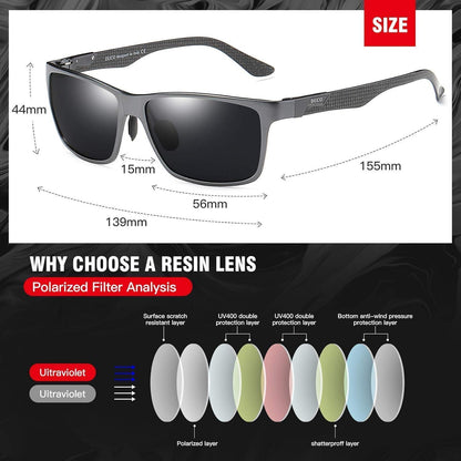 DUCO Herren Carbon Fiber Polarisierte Rechteck Sonnenbrille
