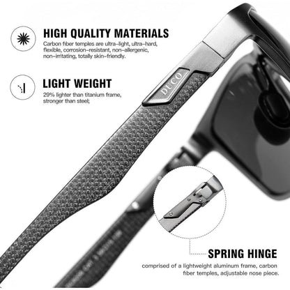 DUCO Herren Carbon Fiber Polarisierte Rechteck Sonnenbrille