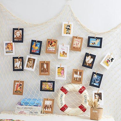 Fischernetz Wanddeko mit Klammern – DIY Foto Collage 120x120cm