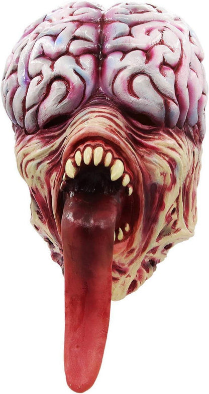 Zombie Maske lange Zunge Gehirn Halloween Kostüm Party Horrorlisches Latexprodukts