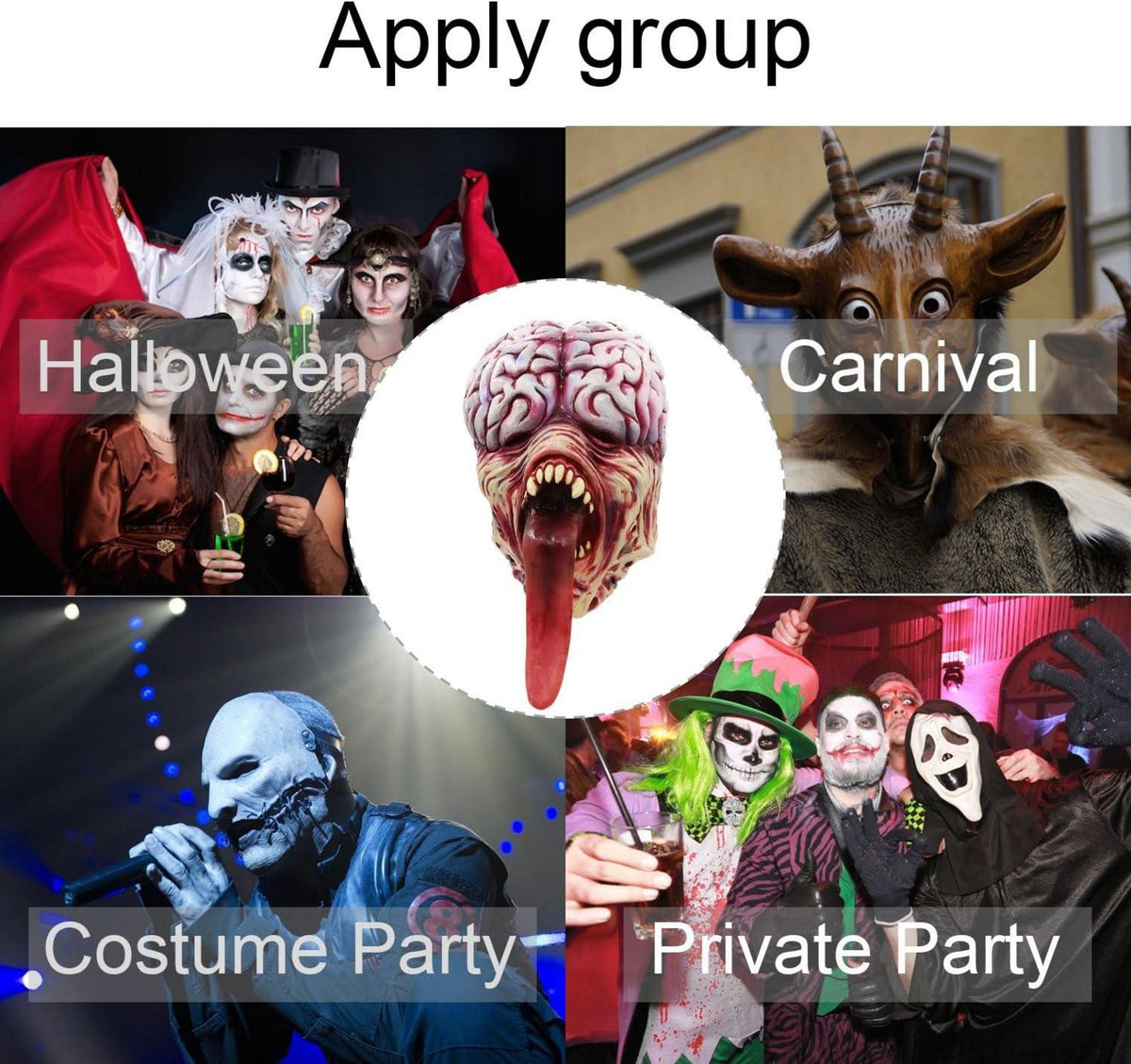 Zombie Monster Maske Halloween Kostümparty Licker Horror Zunge Gehirn