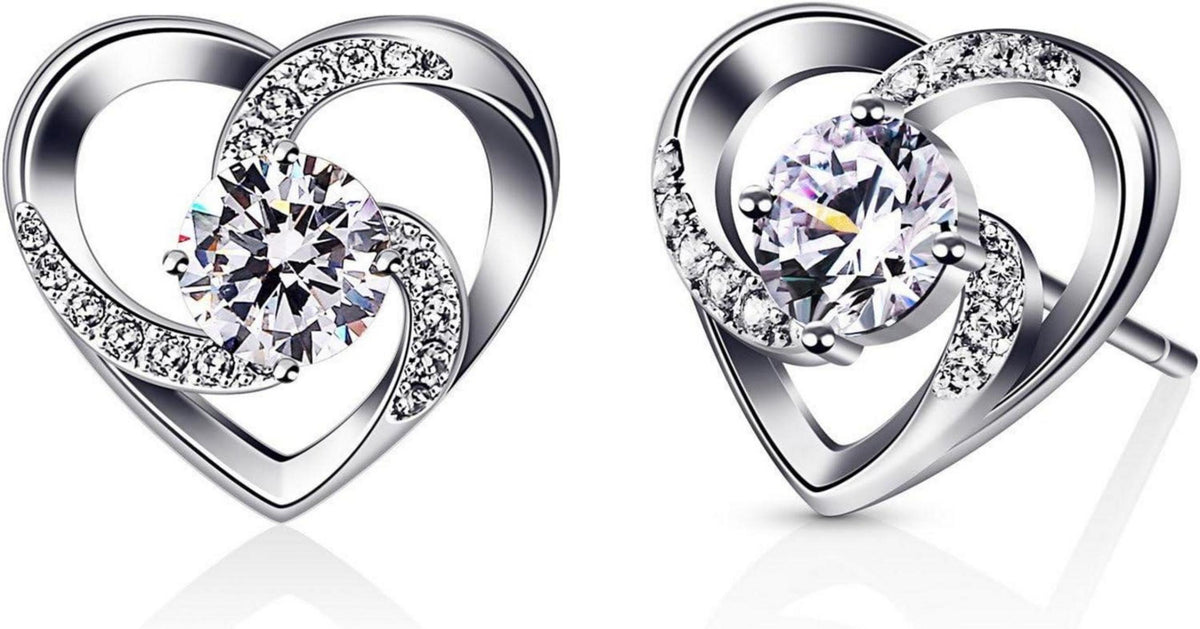 Herz Ohrringe 925 Sterling Silber Zirkonia Geschenk Damen
