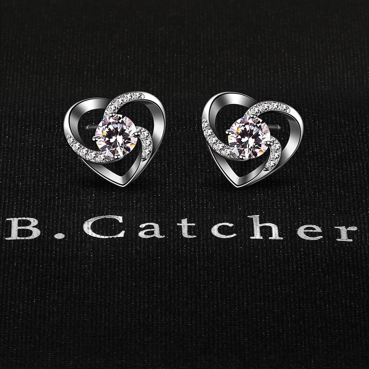 B.Catcher Herz Ohrringe Damen 925 Silber Zirkonia Geschenk