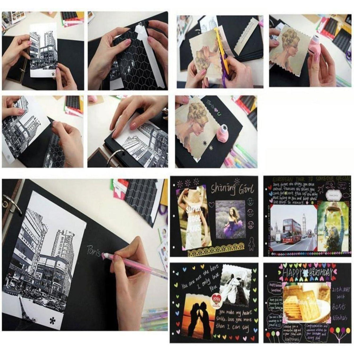 Nachfüllseiten für Fotoalbum Schwarze Seiten 20 Blatt + Fotoecken