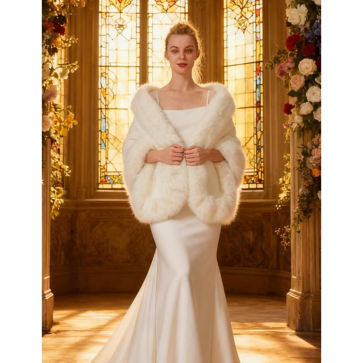 Kunstpelz Stola Bolero für Braut & Abendkleid
