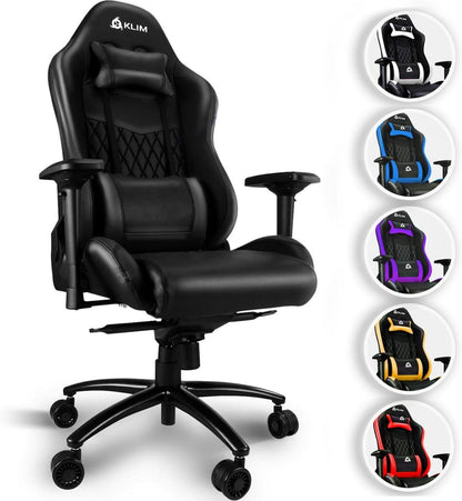 Hochwertiger KLIM eSports Gaming Stuhl Ergonomisch Verstellbar Schwarz