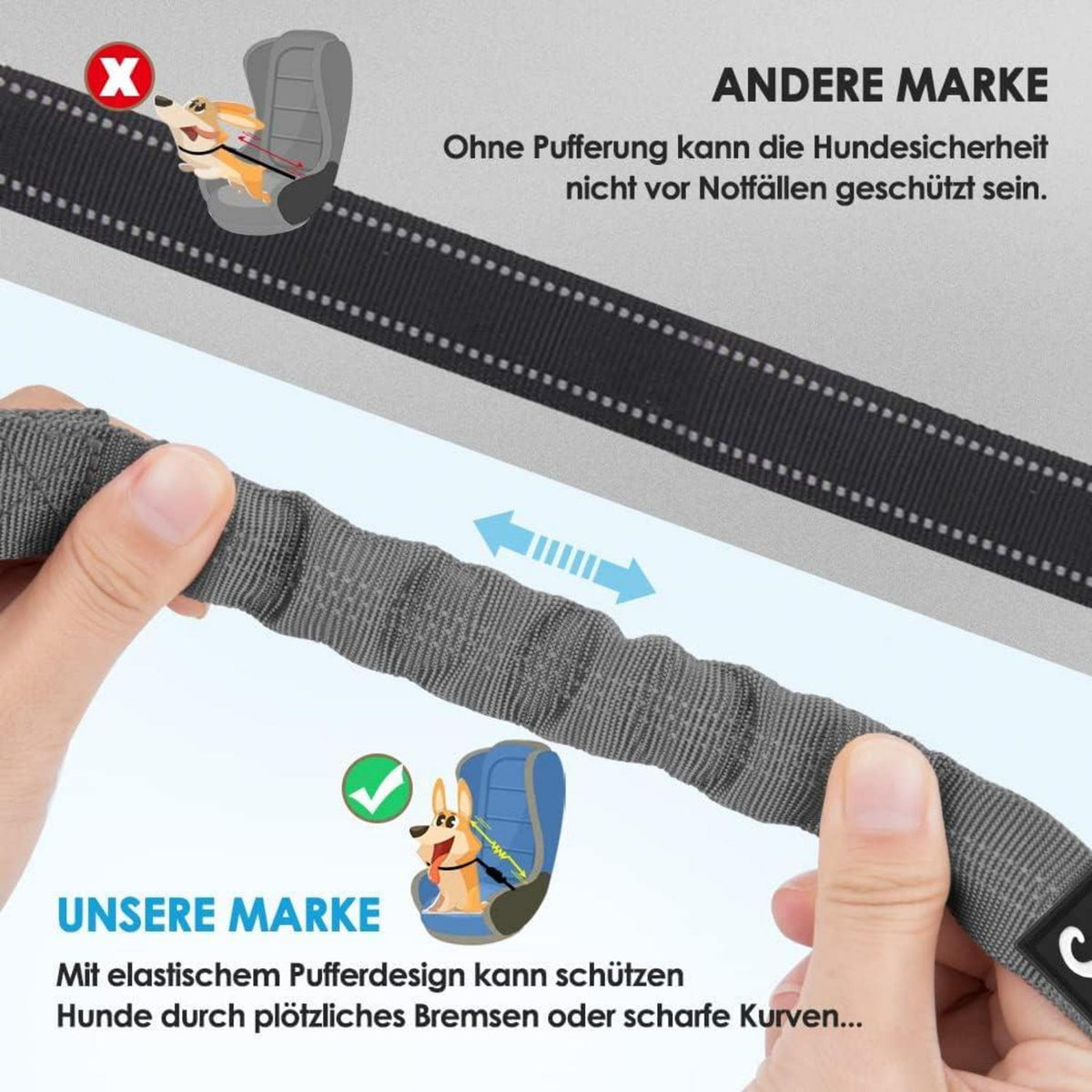 Hundegurt Auto Sicherheitsgurt Stück Kopfstütze Schwarz