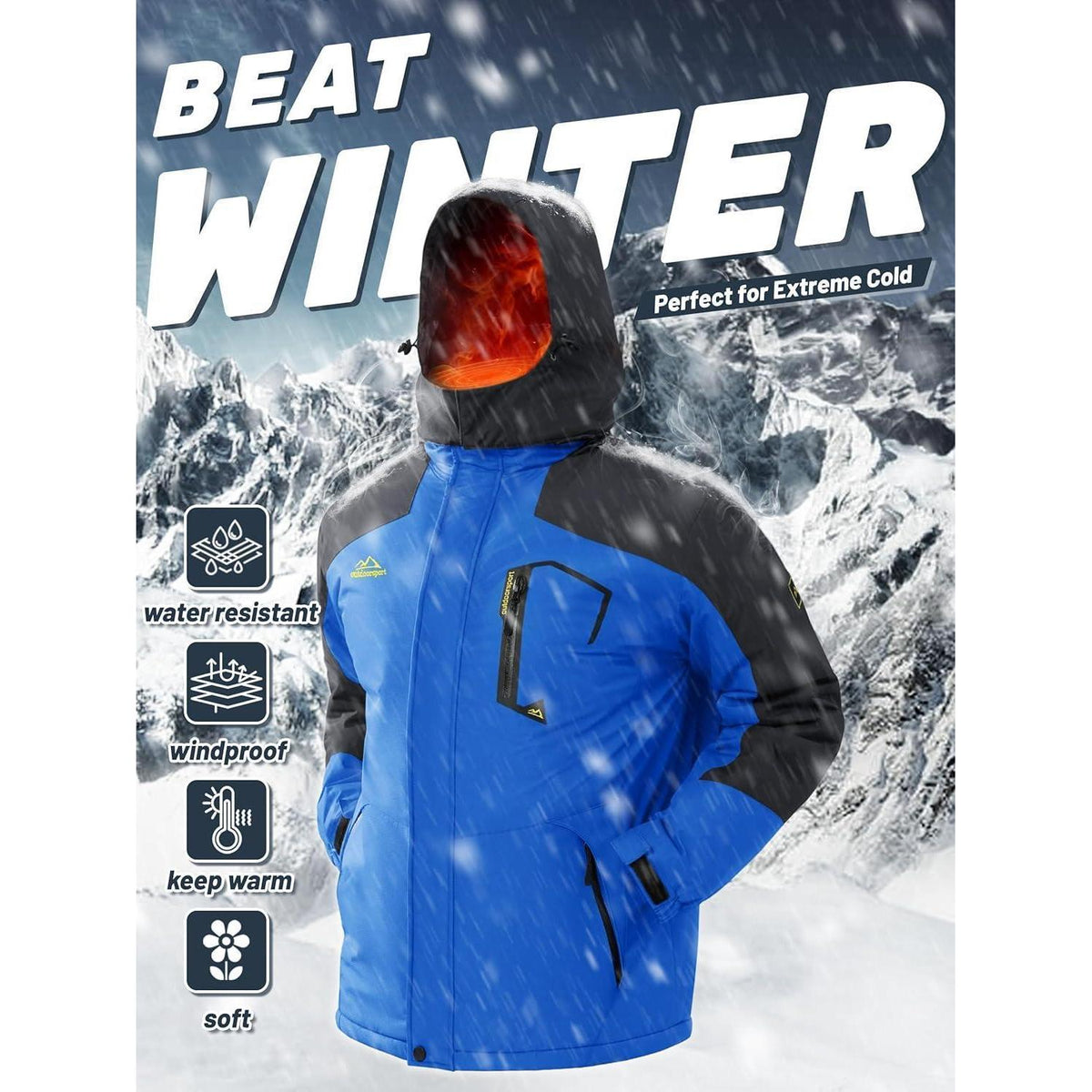 Herren Winterjacke wasserdicht & winddicht mit Fleece-Futter