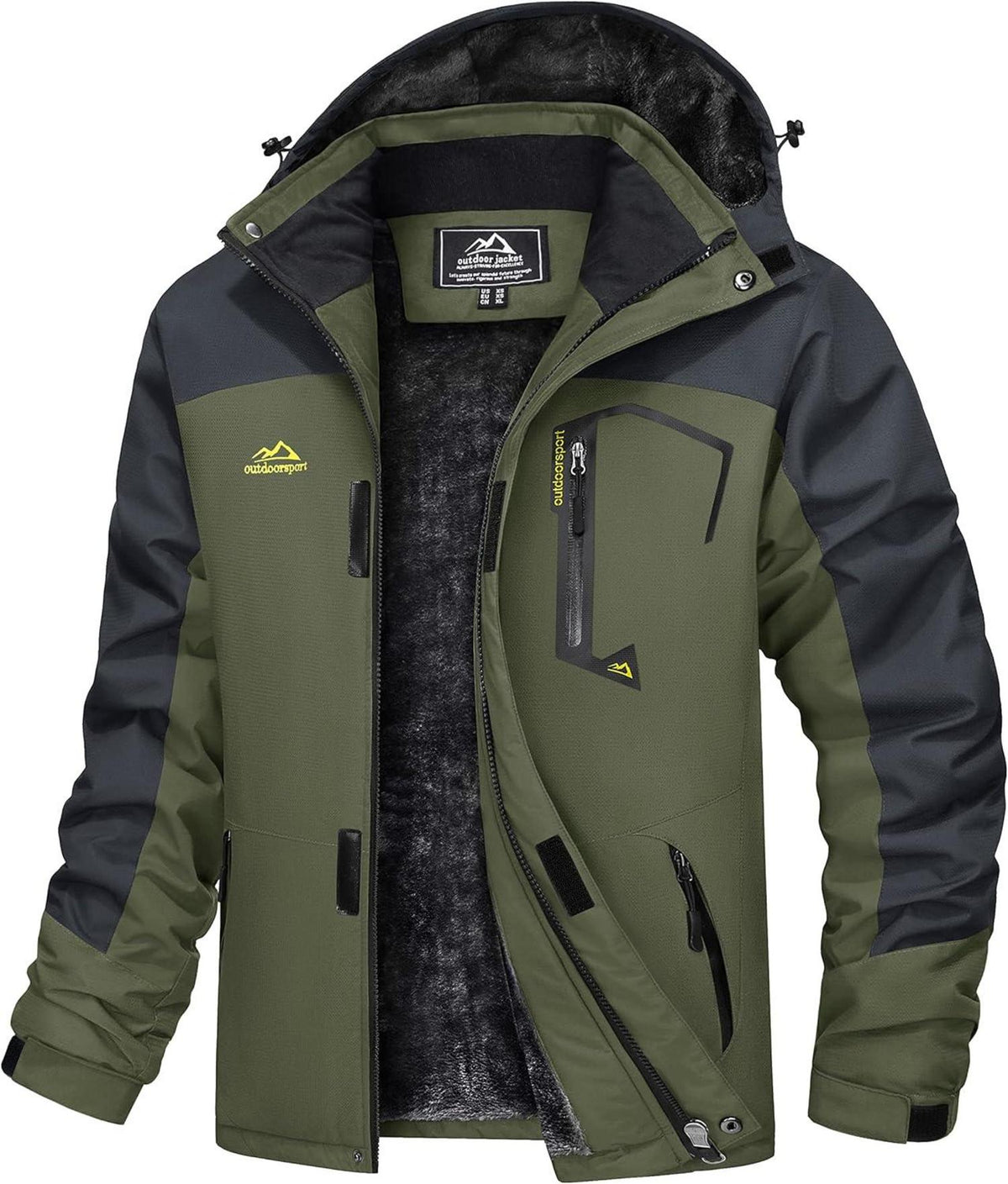 Warme Winterjacke Wasserdicht Winddicht Fleece-Futter - Kapuze S