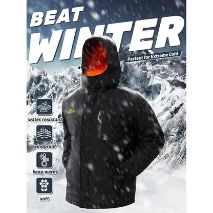 Herren Winterjacke wasserdicht warm gefüttert mit Kapuze Schwarz