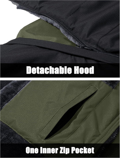 Herren Winter Skijacke Fleece Gefüttert Softshelljacke XL Armeegrün