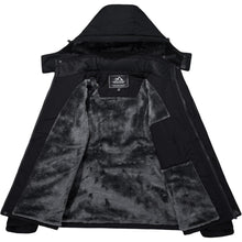 Herren Winter Skijacke Fleece Gefüttert Wasserdicht Schwarz