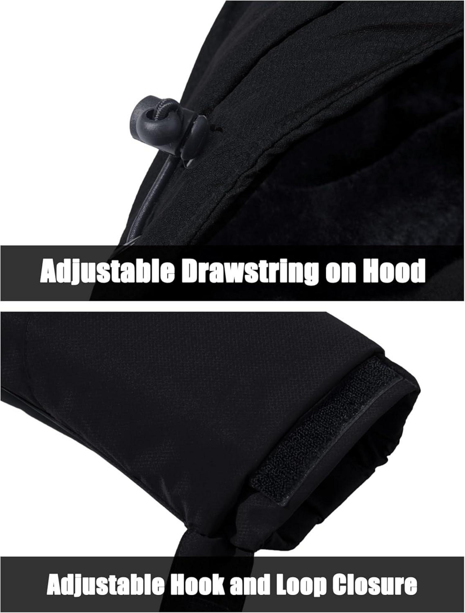 Winter Skijacke Herren Fleece Softshelljacke Schwarz Wasserdicht