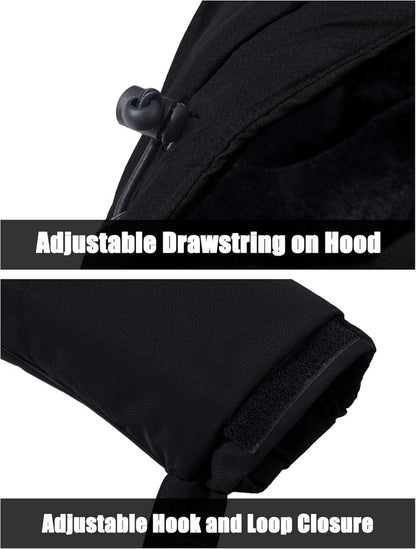 Winter Skijacke Herren Fleece Softshelljacke Schwarz Wasserdicht