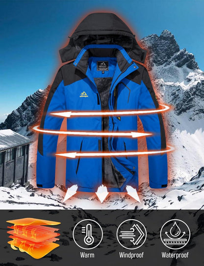 Herren Winter Skijacke Fleece Softshelljacke Wasserdicht Atmungsaktiv