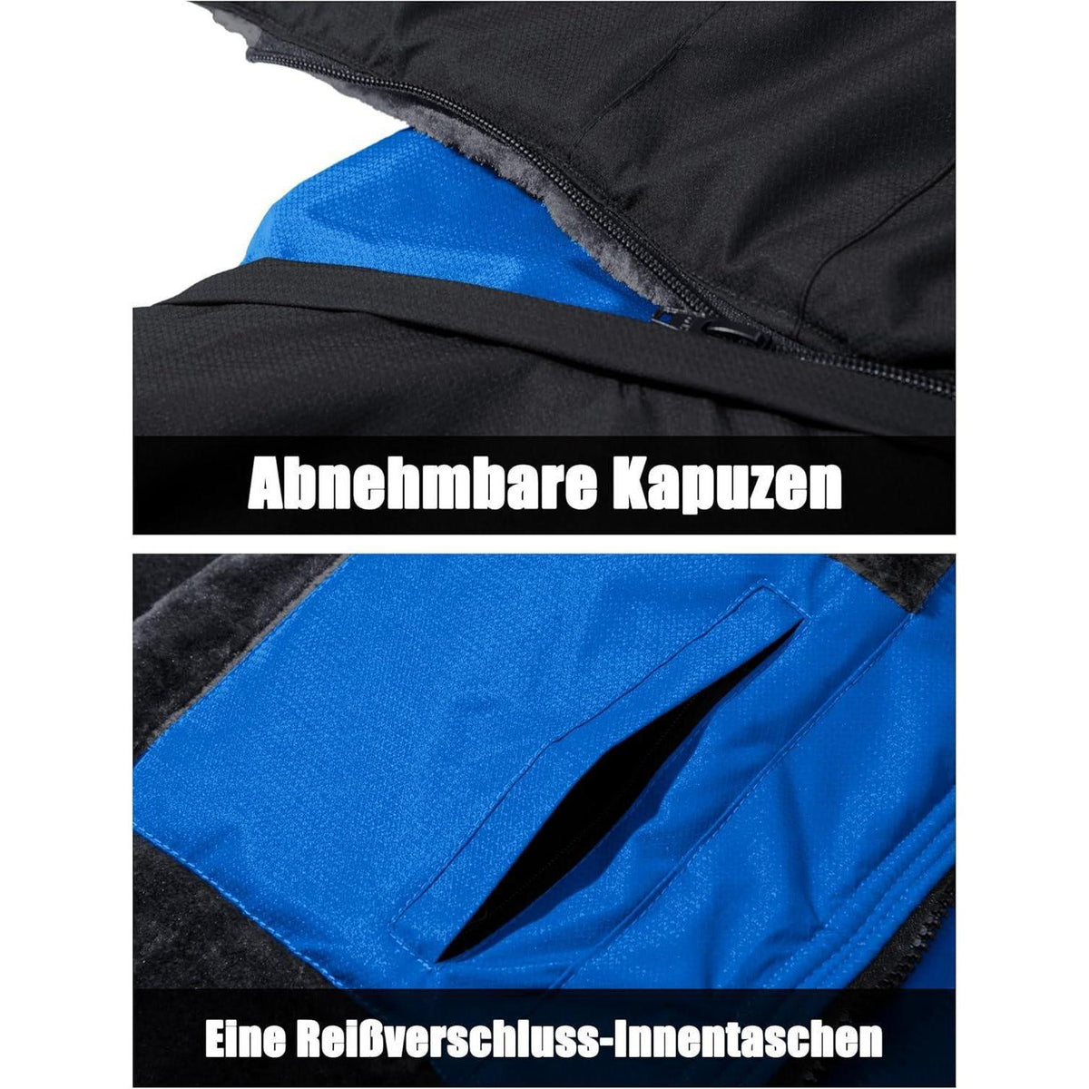 Herren Winter Skijacke Fleece Gefüttert Blau