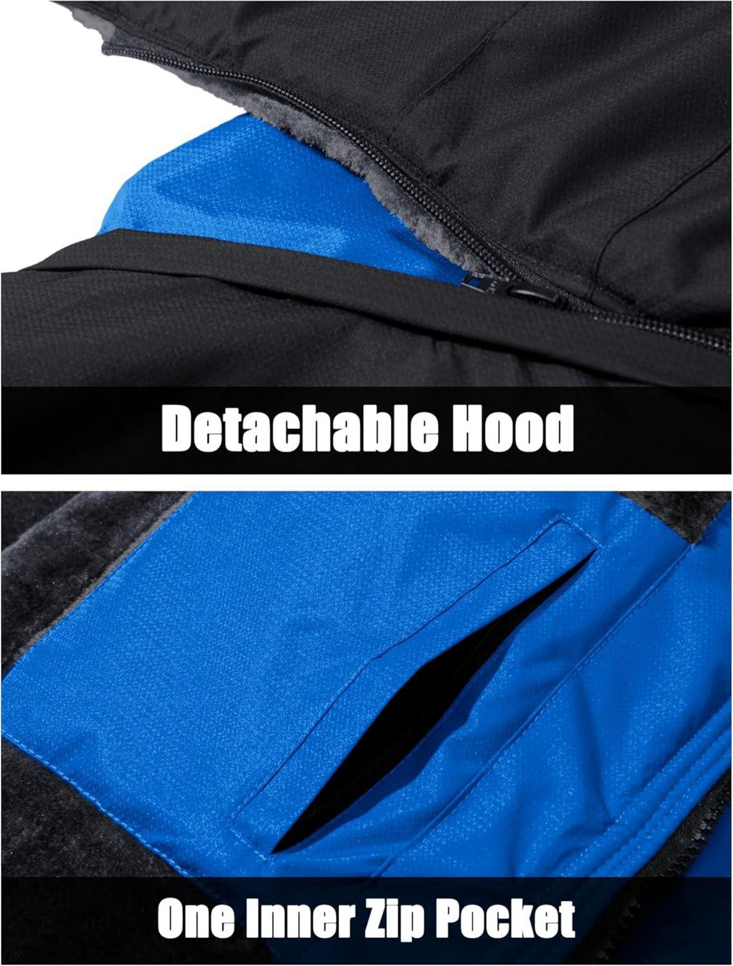 Herren Winter Skijacke Fleece Softshell Wasserdicht Blau S