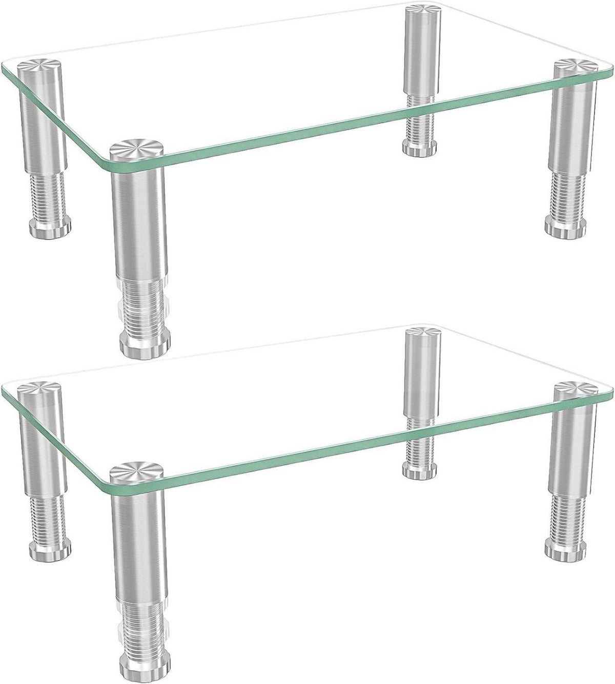 Monitor Riser 2er Pack Glas Edelstahl höhenverstellbar HD01T-202P