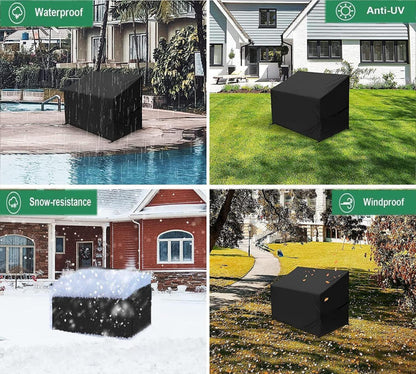 Abdeckung Gartenbank 3-Sitzer UV-beständig Schwarz 163x66x63/89cm