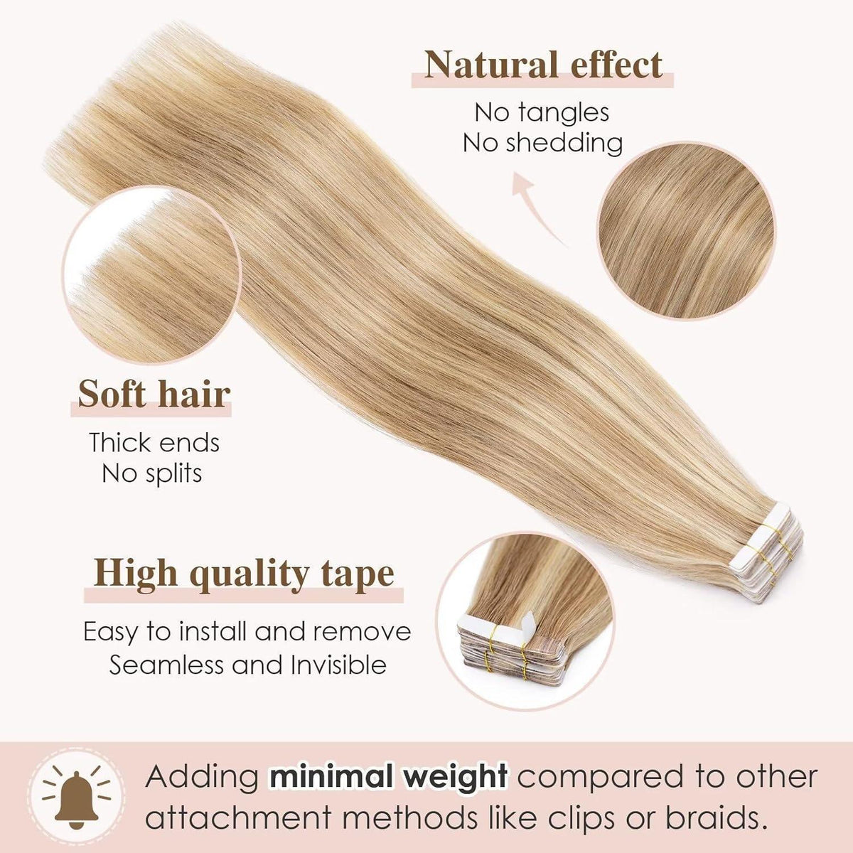 Remy Echthaar Tape Extensions Blond 50cm (#012/613)