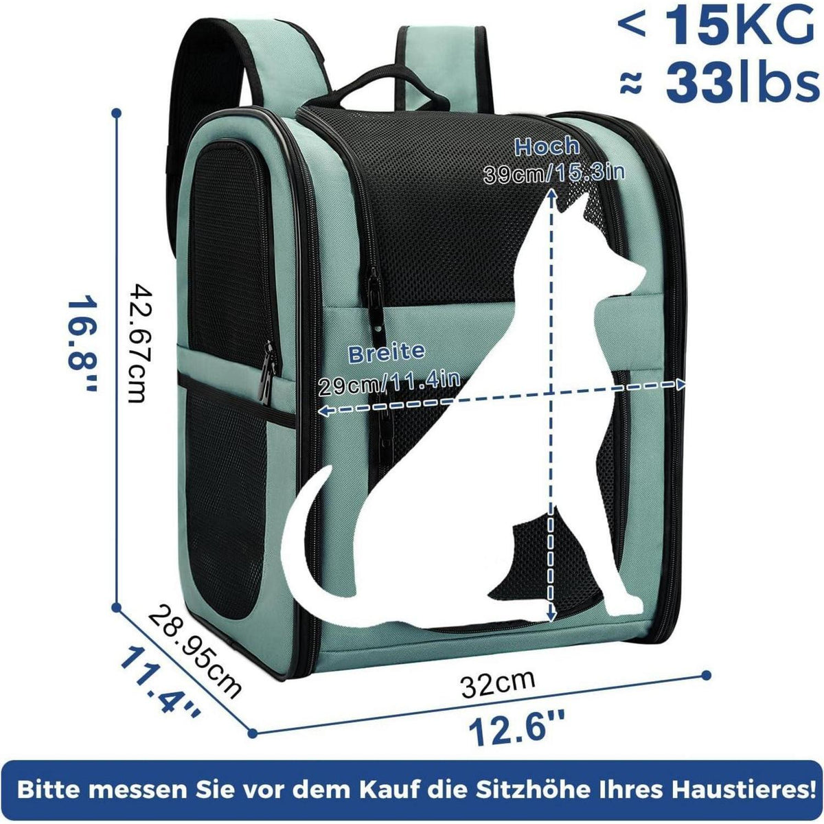 Hunderucksack & Katzenrucksack für kleine Haustiere bis 15kg