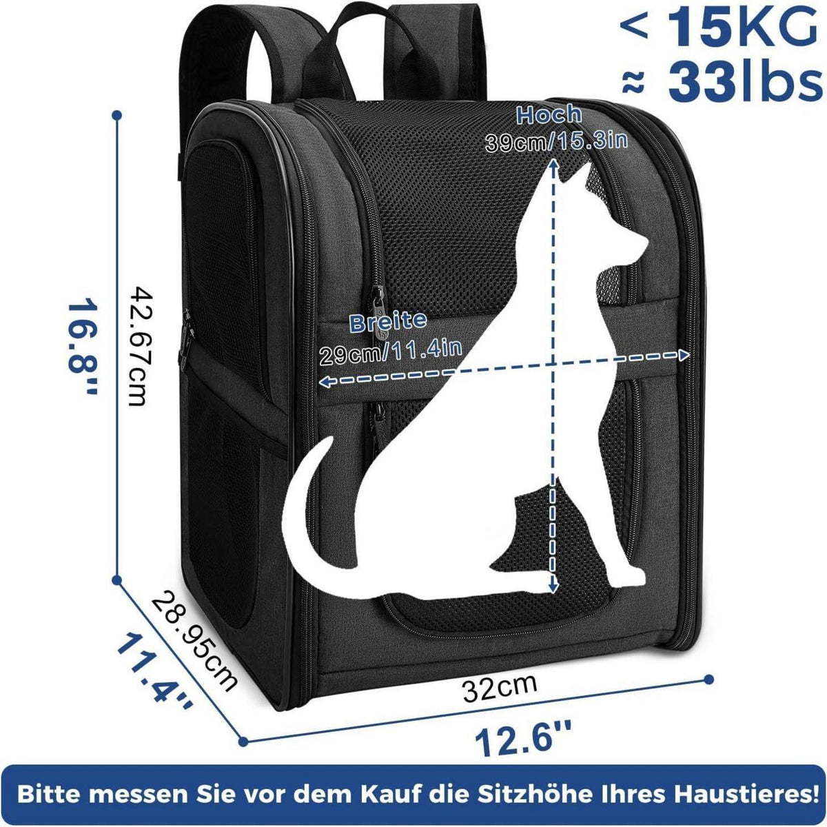 Hunderucksack & Katzenrucksack für kleine Haustiere bis 15kg