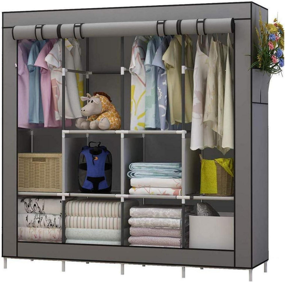 Stoffschrank Faltschrank Kleiderschrank Furniture Wardrobes Grau