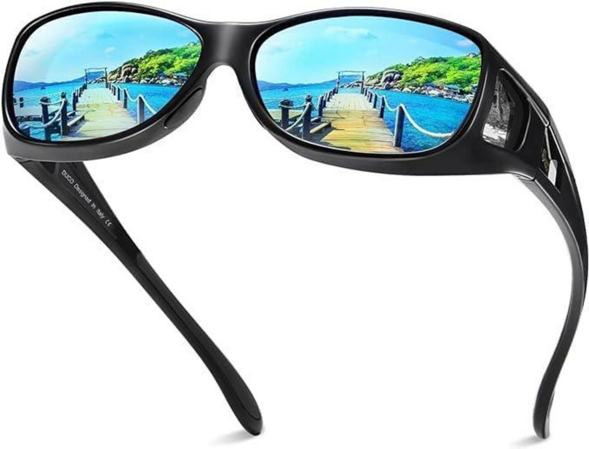 Polarisierte Sonnenbrille UV400 Schutz Overbrille Schwarz Blau