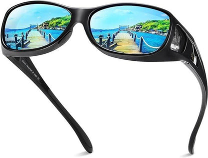 Polarisierte Sonnenbrille UV400 Schutz Overbrille Schwarz Blau