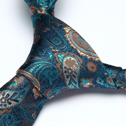 Krawatten-Set Seide Paisley Grün Gold Herren